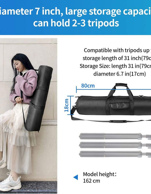 Load image into Gallery viewer, Tripod Carrying Case Bag 31.5X7X7In/80X18X18Cm Heavy Duty with Storage Bag and Shoulder Strap Padded Carrying Bag for Light Stands, Boom Stand, Tripod,Mic Stand and Tent Pole

