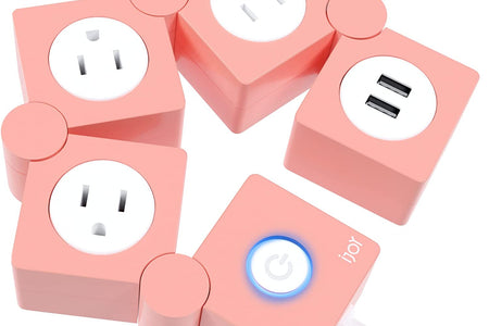 Flexible Power Strip- 3 AC Outlets and 2 USB Charging Ports with 5 Ft Extension Cord- 1250W/125V Decorative Surge Protector Outlet Extender for Home Office, Dorm, Room and More (Pink)