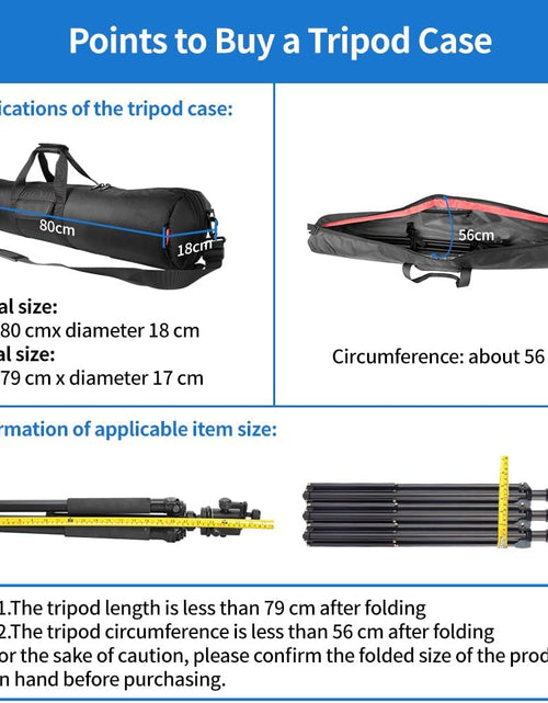 Load image into Gallery viewer, Tripod Carrying Case Bag 31.5X7X7In/80X18X18Cm Heavy Duty with Storage Bag and Shoulder Strap Padded Carrying Bag for Light Stands, Boom Stand, Tripod,Mic Stand and Tent Pole
